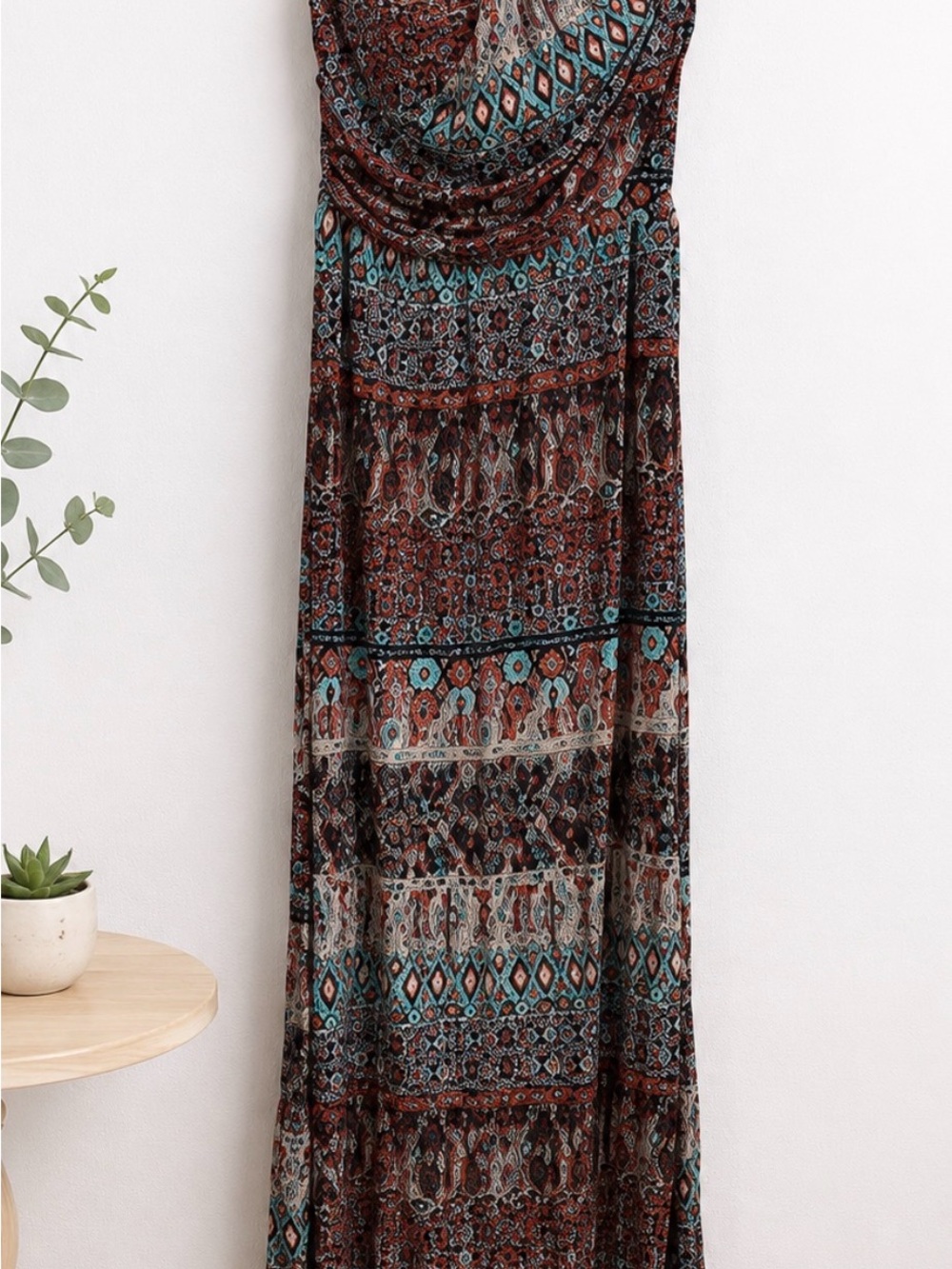 American Rag Cie Bohemian Multicolor Strapless Maxi Dress